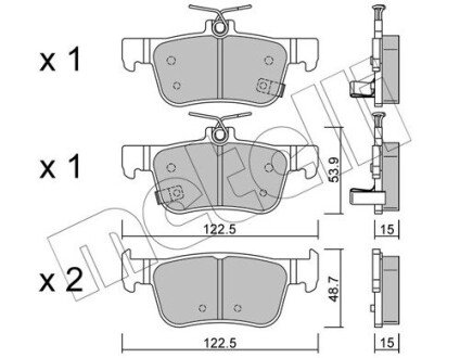 Колодки гальмівні (задні) Honda Civic X 1.0-2.0 16- Metelli 22-1131-0