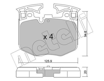 Колодки гальмівні (передні) BMW 3 (G20) 18-/5 (G30/F90)/7 (G11/G12) 15- Metelli 22-1146-0