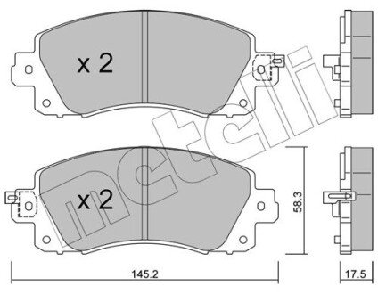 Колодки гальмівні (передні) Subaru Impreza/Outback/XV 17- Metelli 22-1161-0