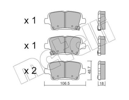 Колодки гальмівні (задні) Opel Insignia B 17- Metelli 22-1181-0