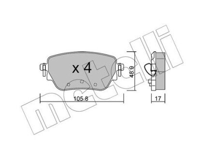 Колодки гальмівні (задні) MB A-class (W177)/B-class (W247) 18-/GLA-class (C118) 19- Metelli 22-1195-0 (фото 1)