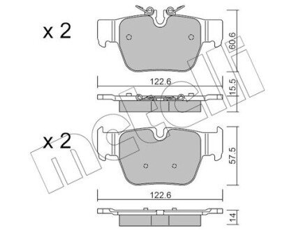 Колодки гальмівні (задні) BMW 1 (F40) 19-/2 (F44) 19-/X2 (F39) 17-/Mini Clubman/Countryman 19- Metelli 22-1267-0