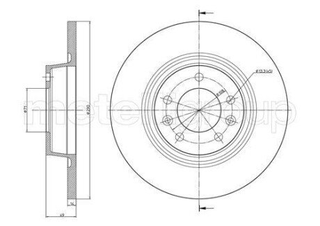 Диск гальмівний (задній) Citroen Jumpy/Fiat Scudo 07- (290х14) (повний) Metelli 23-0888C (фото 1)