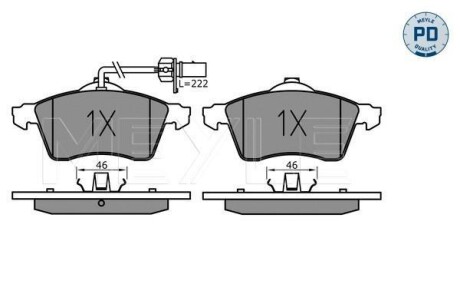 Колодки гальмівні (передні) VW T4 90-03 R15 (з датчиком) MEYLE 025 218 8519/PD