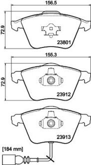 Гальмівні колодки перед. AUDI A3/TT VW Golf V, Passat 05- SEAT Leon (з датчик.) MINTEX MDB2677