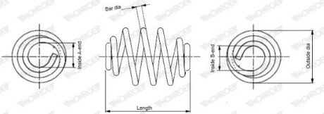 VW пружина підвіски задн.T4 90- MONROE SN0408