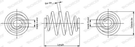 VW пружина задн.посилена! L=279mm T5 03- MONROE SP3411