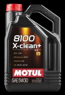 Олива моторна 8100 X-Clean+ 5W-30, 5л. MOTUL 106377