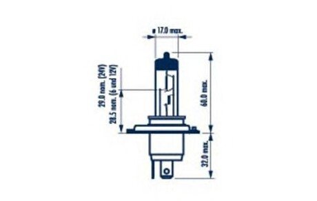 Лампа розжарювання H4 12V 60/55W P43t STANDARD blister 1шт NARVA 48881B1