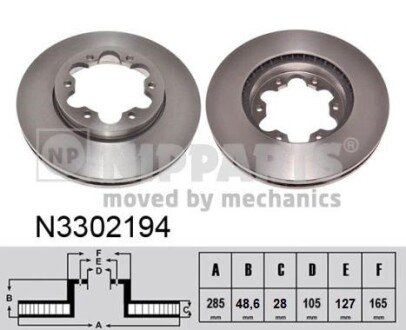 Фото гальмівний диск NIPPARTS N3302194 Гальмівний диск NIPPARTS N3302194