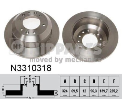 Фото гальмівний диск NIPPARTS N3310318 Гальмівний диск NIPPARTS N3310318