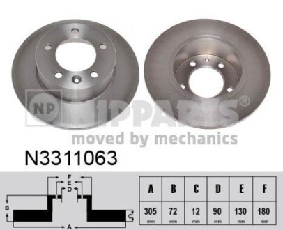 Фото гальмівний диск NIPPARTS N3311063 Гальмівний диск NIPPARTS N3311063