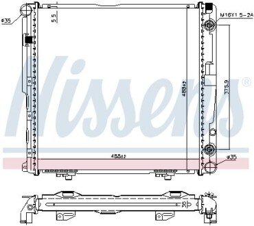 DB Радіатор охолодження двиг. W124, 230 E-TE 85- NISSENS 62751A (фото 1)