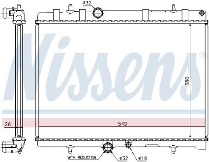 Радіатор охолодження PEUGEOT 407/ CITROEN C5 2.0 AT NISSENS 63607A (фото 1)