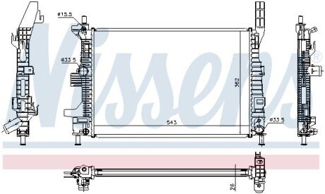 FORD Радіатор охолодження двиг. C-Max II, Focus III, Kuga II, Transit Connect 1.5/1.6TDCi 10- NISSENS 69238