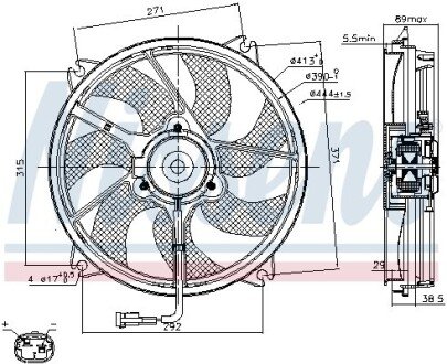 CITROEN Вентилятор радіатора C5 I, C8, Jumpy, Fiat Scudo, Peugeot 807, Expert 1.8/2.0/2.0HDI 01- NISSENS 85606