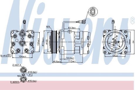 VW Компресор кондиціонера CALIFORNIA T4, LT 28-35 II, TRANSPORTER T4 NISSENS 89083