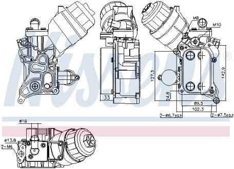 FIAT Оливний радіатор (з корпусом) 500, Doblo, Grande Punto, Ford, Opel Astra H,J, Combo Tour, Corsa D, Meriva NISSENS 91355