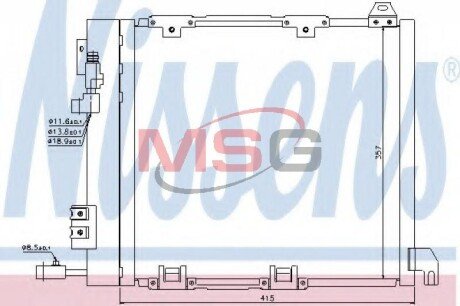 Конденсатор кондиціонера OPEL ASTRA G (98-) 1.7-2.2 TD NISSENS 94385 (фото 1)