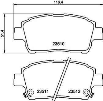 Колодки гальмівні дискові передні Toyota Corolla 1.4, 1.8 (01-07),Prius Hybrid 1.5 (03-09) NISSHINBO NP1005