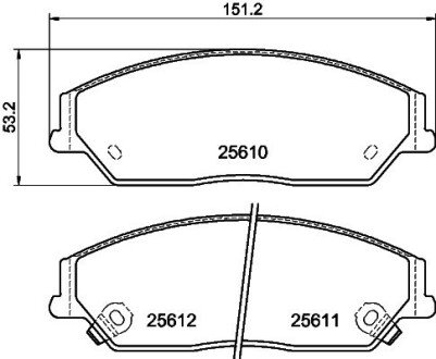 Колодки гальмівні дискові передние Toyota Camry 2.0, 2.5 (11-)/BYD M6, S6 2.0, 2.4 (10-) NISSHINBO NP1052