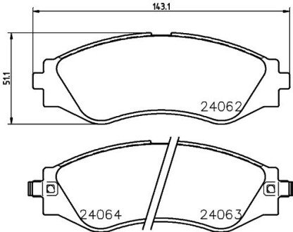 Колодки гальмівні дискові передние Chevrolet Lacetti, Nubira 1.4, 1.6, 2.0 (05-) NISSHINBO NP6029