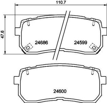 Колодки гальмівні дискові задні Hyundai H-1, ix55 2.5, 3.0 (08-) NISSHINBO NP6033