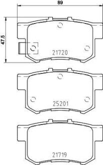 Колодки гальмівні дискові задние Honda Accord, Civic 1.4, 1.6, 1.7, 2.0 (01-05) NISSHINBO NP9018