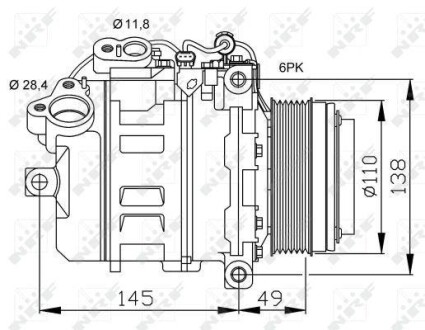 Компресор кондиціонера BMW 3 (E90)/5 (E60)/X1 (E84) 05-12 N47/N57 NRF 32533