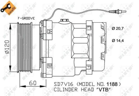 Компресор кондиціонера Renault Master II 3.0D 03- NRF 32711