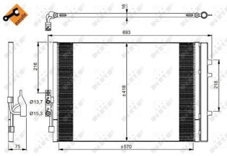 Радіатор кондиціонера (з осушувачем) BMW X3 (F25) N52 11-12 NRF 350035 (фото 1)