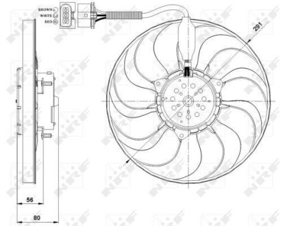 Вентилятор радіатора VW Golf 1.8T/2.3/2.8/1.9TDI 00-05/Audi A3 1.8T 96-03 NRF 47392 (фото 1)