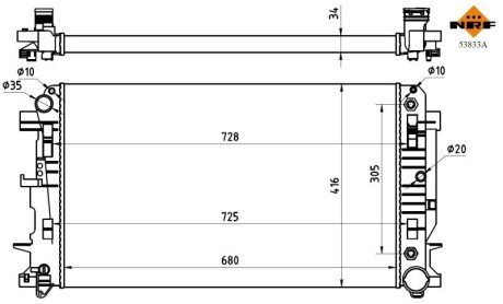 Радіатор охолодження MB Sprinter 06- (+/-AC, АКПП) (OM646/OM651/OM642) NRF 53833A