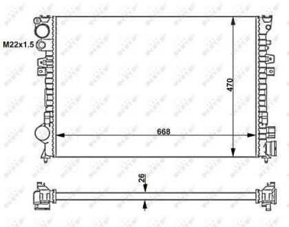 Радіатор охолодження Fiat Scudo 1.9D/2.0JTD 96-06 (+AC) NRF 58262