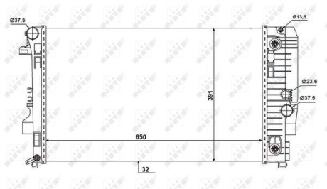 Радіатор охолодження MB Vito (W639) 03- (-/+AC, АКПП) (650x391x32mm) NRF 58440