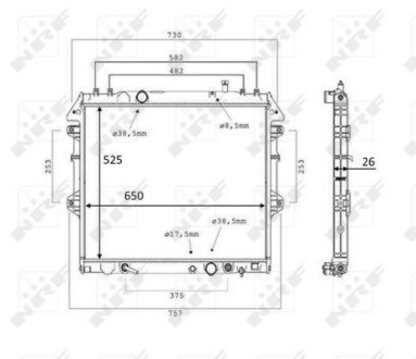 Радіатор охолодження Toyota Hilux 3.0 D-4D 4WD 05-15 (АКПП) NRF 58534