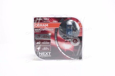 Лампа H4 12V 60/55W P43T Box NIGHT BREAKER LASER NG OSRAM 64193NLHCB