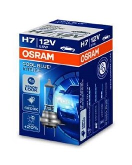 Фото лампа розжарювання H7 12V 55W PX26D Cool Blue Intense OSRAM 64210CBI Лампа розжарювання H7 12V 55W PX26D Cool Blue Intense OSRAM 64210CBI