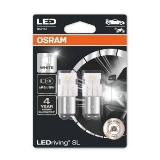 Лампа світлодіодна P21/5W 6000K 12V 2,5W BAY15 LEDriving SL білий (2шт.) OSRAM 7528DWP-02B