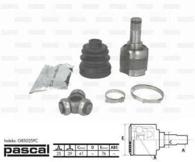 Шарнір привідного валу PASCAL G85025PC