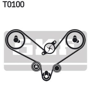 Комплект ГРМ, пас+ролик+помпа SKF VKMC01201