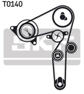 Комплект ГРМ, пас+ролик+помпа SKF VKMC02176