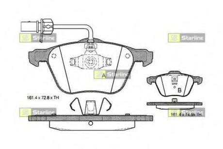 Фото гальмівні колодки дискові STARLINE BD S312 Гальмівні колодки дискові STARLINE BD S312