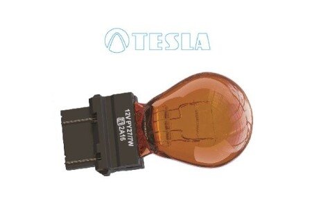 Лампа розжарювання 12V PY27/7W 27/7W WX2,5x16q AMBER жовта (кратно 10) TESLA B77321