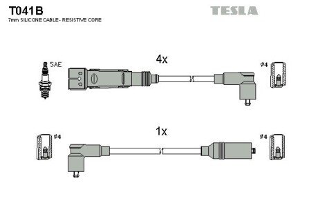 Провода высоковольтные (к-кт) SKODA OCTAVIA I 1.6i BLATNA TESLA T041B