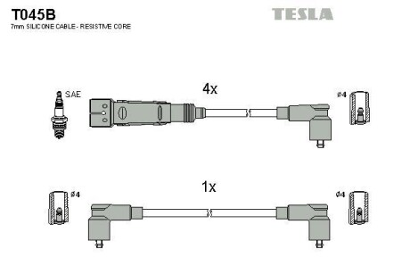 Провід високовольтний, комплект VW Caddy II 1.6i BLATNA TESLA T045B