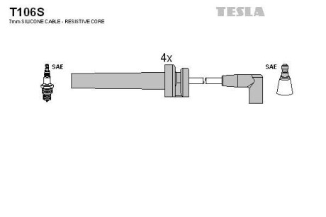 Фото комплект кабелiв запалювання TESLA T106S Комплект кабелiв запалювання TESLA T106S