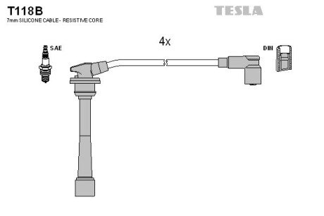 Комплект кабелiв запалювання TESLA T118B