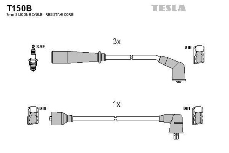 Фото комплект кабелiв запалювання TESLA T150B Комплект кабелiв запалювання TESLA T150B