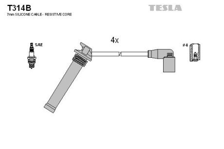 Комплект кабелiв запалювання TESLA T314B